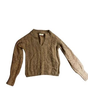 Anthropologie Tan V-Neck Sweater